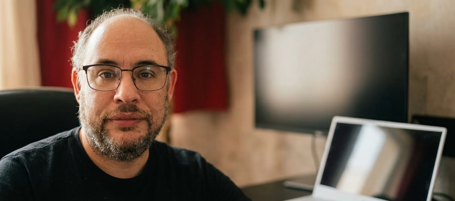 Pablo at his desk